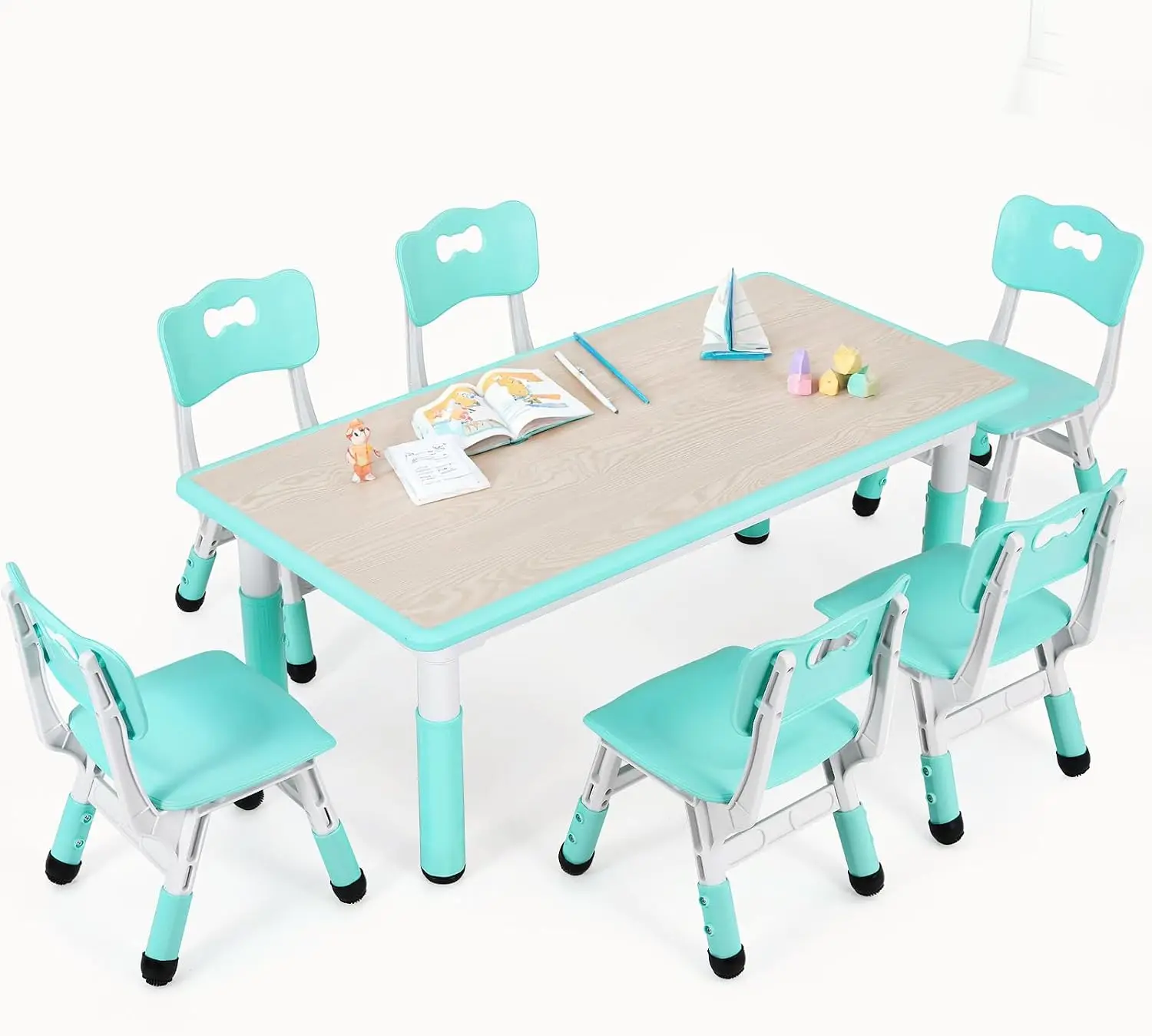 Art Craft For Preschoolers - Kids Table and 6 Chairs Set,