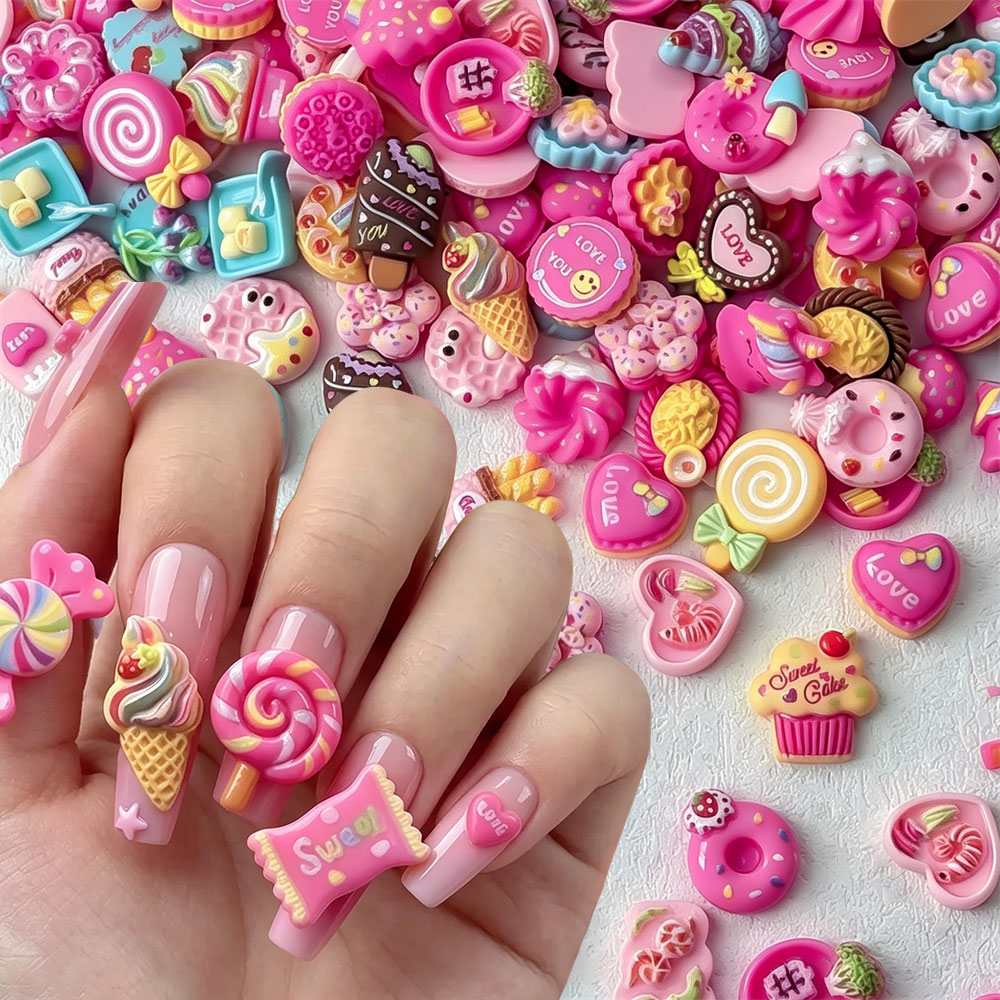 Art Craft Ice Cream - 50PCS Cute Mini Dessert Resin Nail