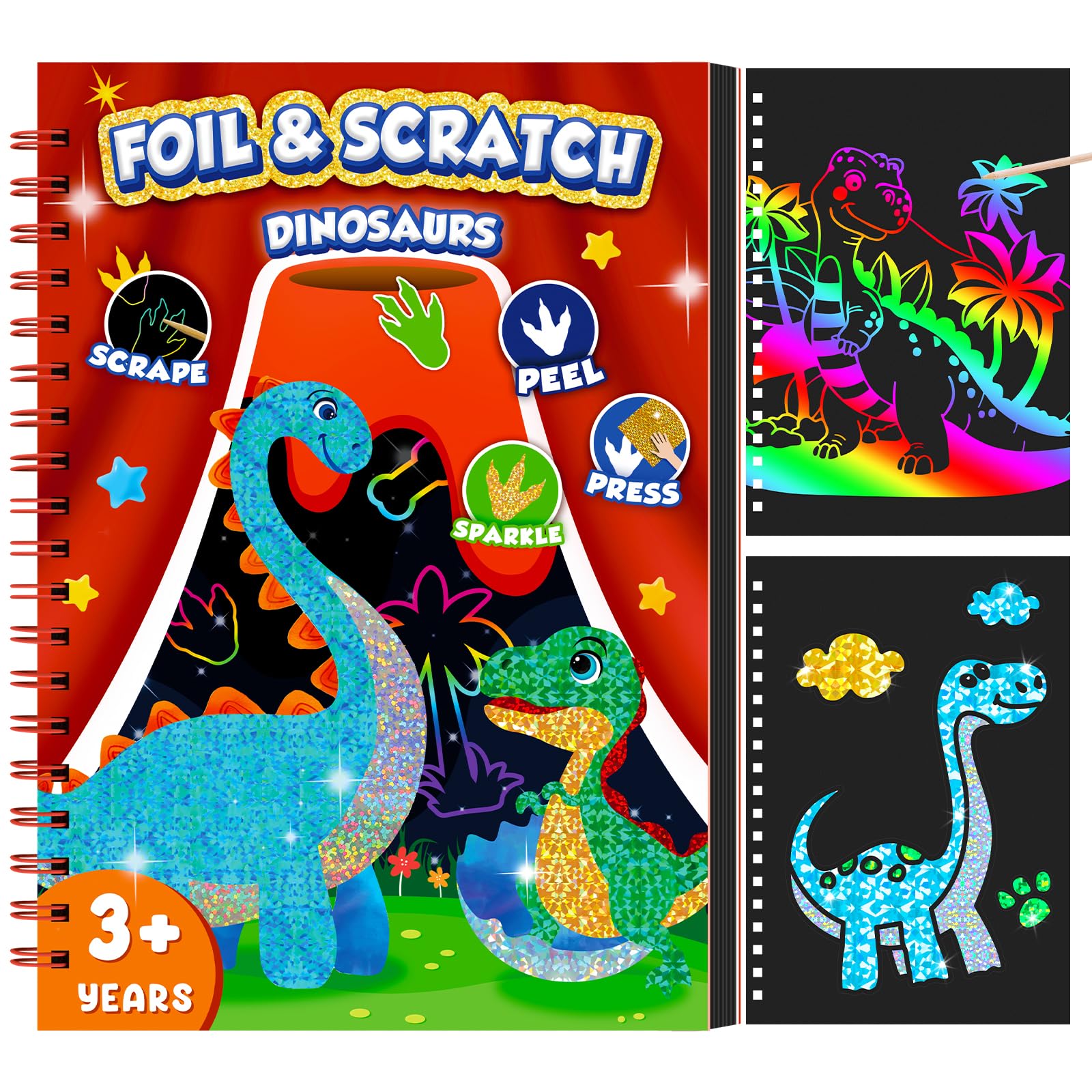Dinosaur And Craft - Dinosaur Scratch Art Book for Kids