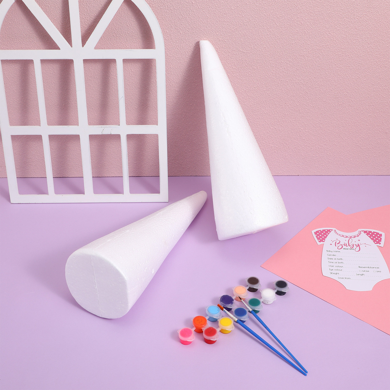 Art Craft For Preschoolers - 2Pcs White Polystyrene Foam Cones for