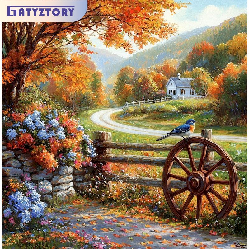 Art Craft Village - 40x50cm Village Painting By Numbers Handiwork