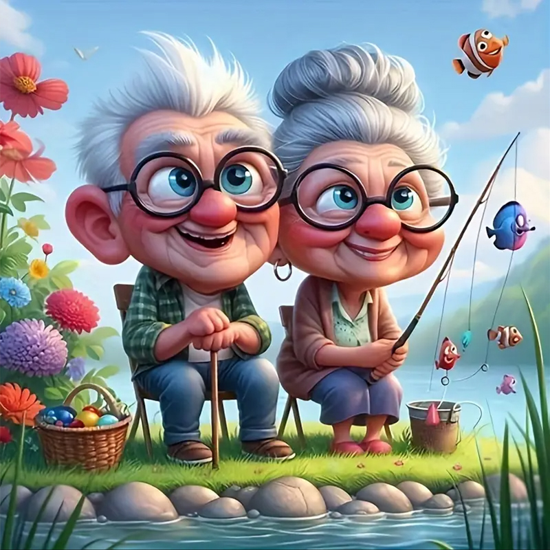 Art Craft Adult - Grandparents Fishing Diamond Painting Set, DIY