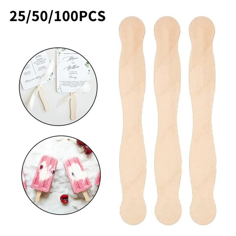 Art Craft Ice Cream - Wooden Popsicle Sticks Paddle Spoons for