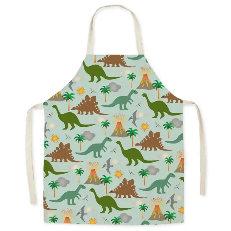 Art And Craft Jungle - Cute Jungle Dinosaur Floral Print Apron
