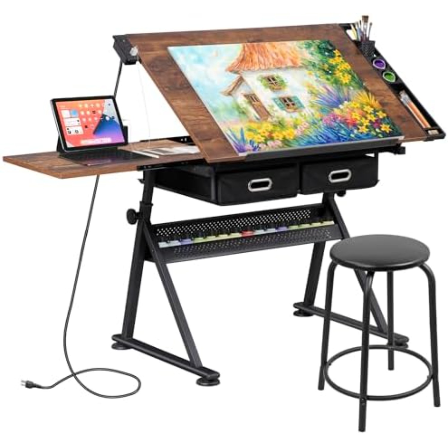 Art Craft Usa - Adjustable Drafting Table with Stool, Tilting