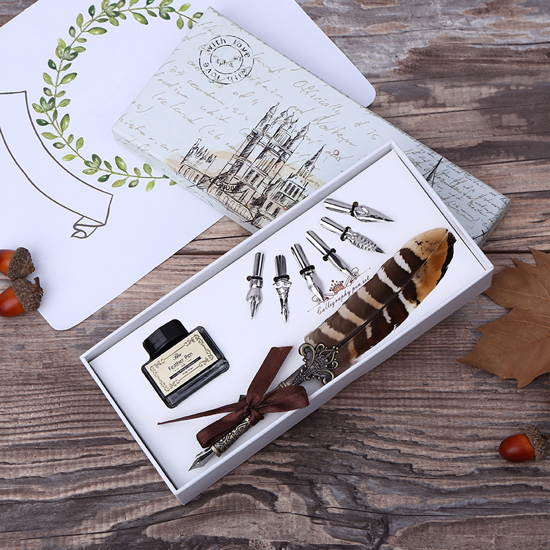 Art Craft Stationery - Retro Feather Dip Pen Writing Ink