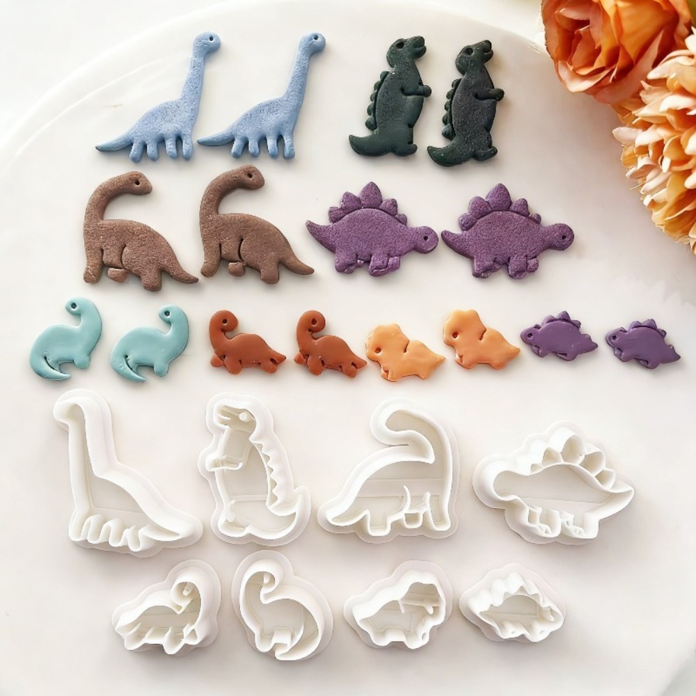 Dinosaur And Craft - 8pcs Cute Dinosaur Clay Cutters Set
