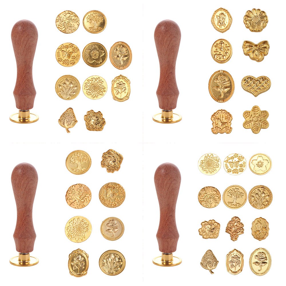 Batik Wax Kit - 8/10/12Pcs Retro Lacquer Seal Head Stamps