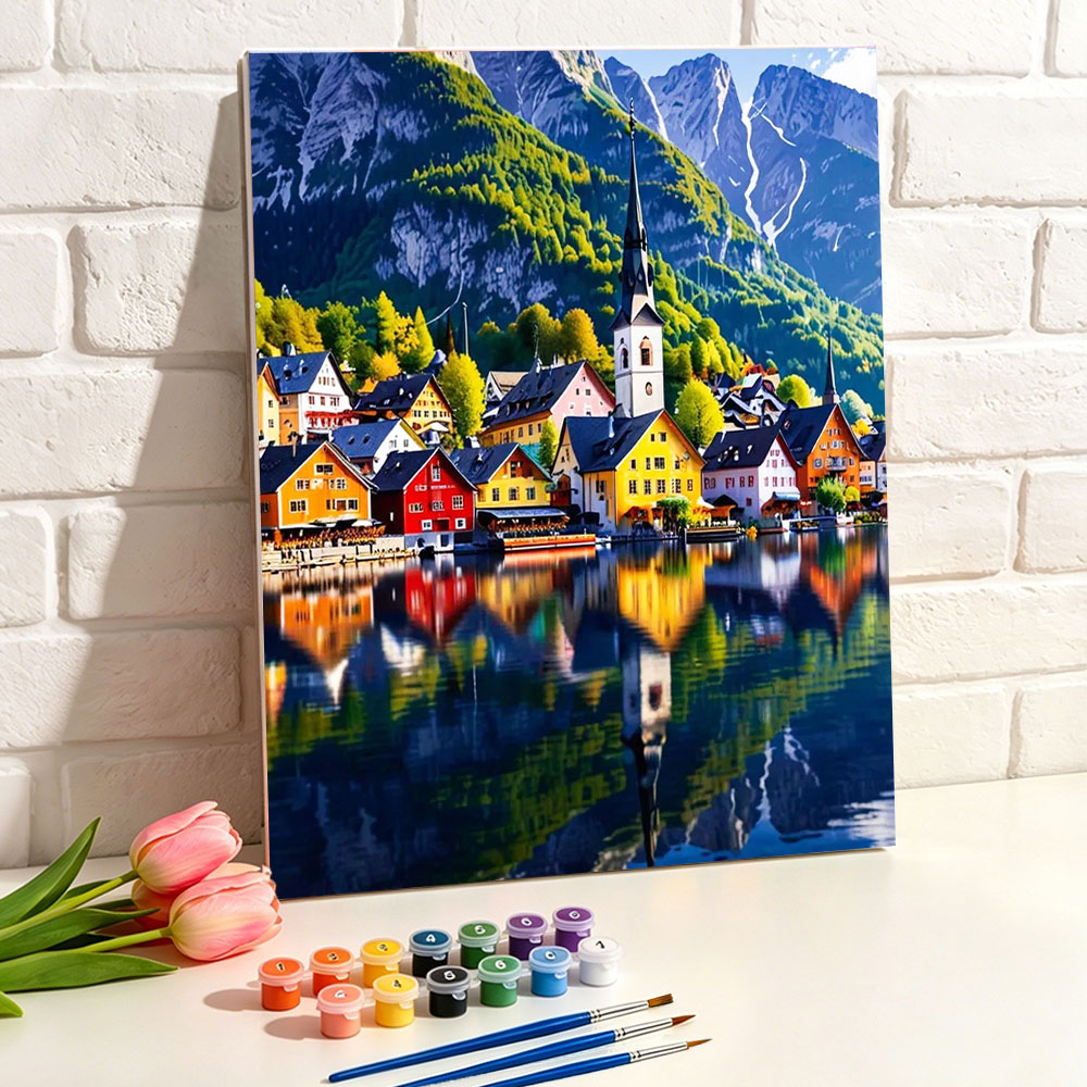 Art Craft Village - DIY Digital Oil Painting Colorful Lakeside