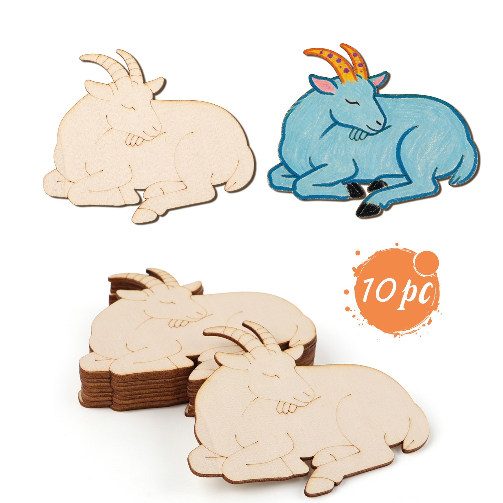 Art Craft Usa - 10pcs/set Unfinished Wood Sheep Animal Ornaments