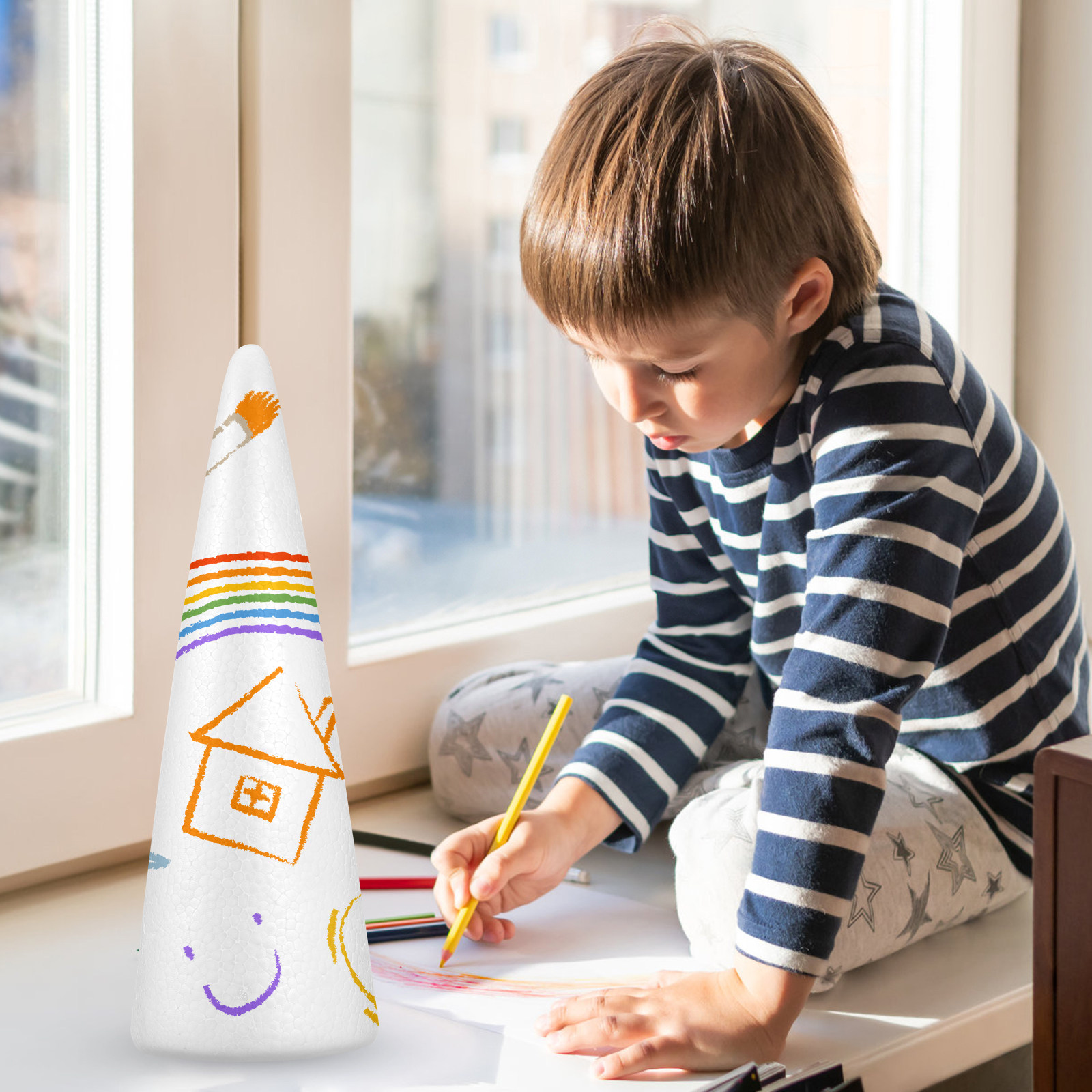 Art Craft For Preschoolers - 2Pcs Christmas Foam Cones Craft Accessories