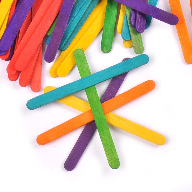 Art Craft Ice Cream - 50Pcs/Lot Natural Wood & Colorful Wooden