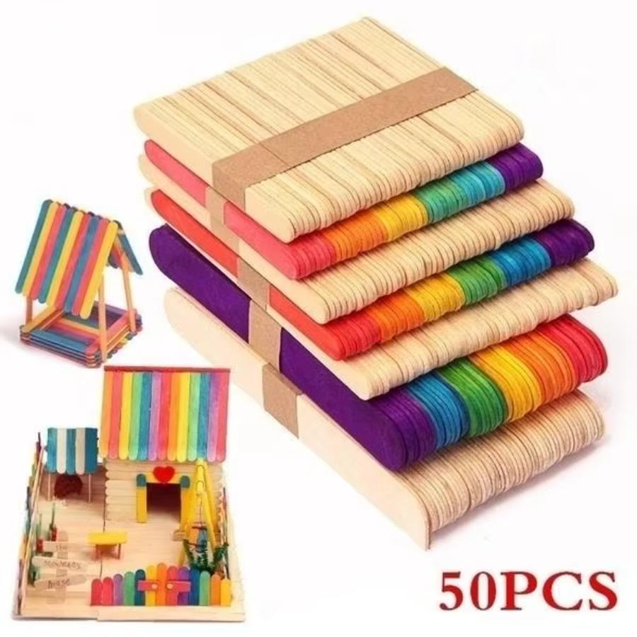 50 Pcs Lot Natural Colored Woo - огляд і ціна Art Craft Ice Cream