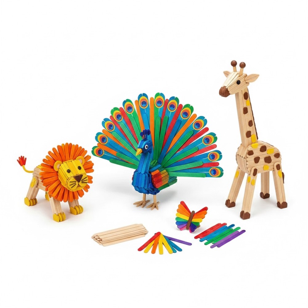 50Pcs Colored Wooden Popsicle  - огляд і ціна Art Craft Ice Cream