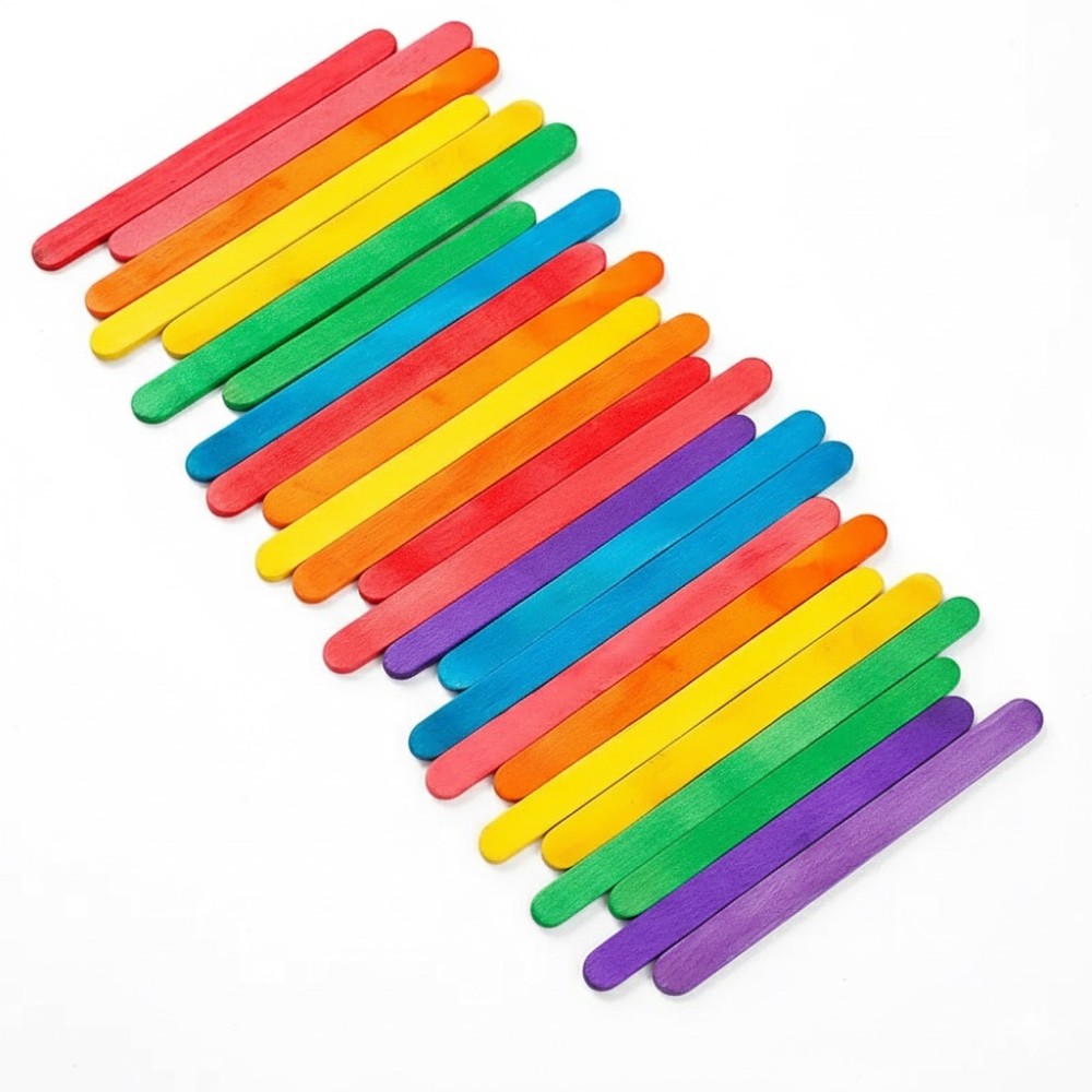 50Pcs Colored Wooden Popsicle  - огляд і ціна Art Craft Ice Cream