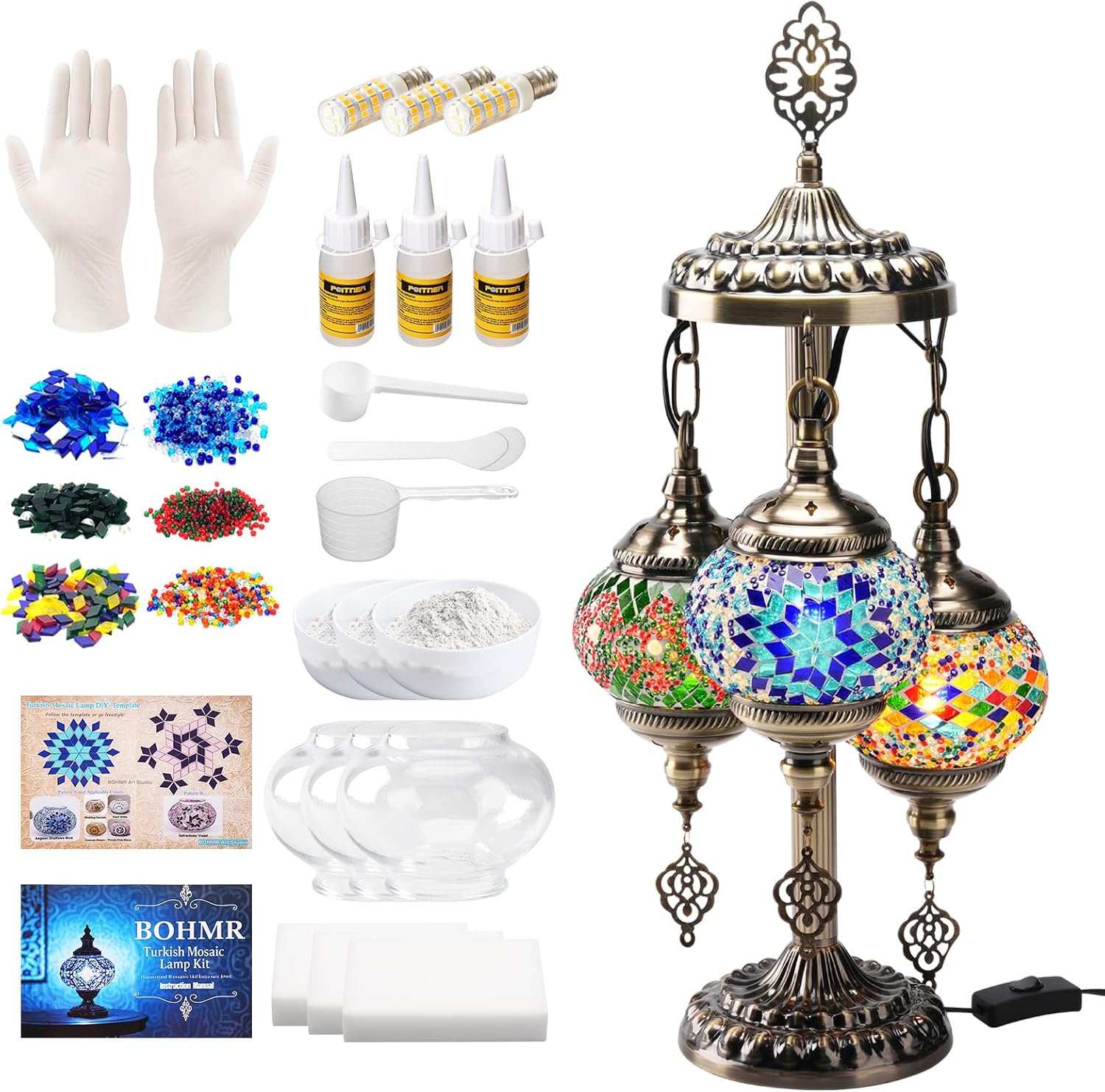 DIY 3 Globe Turkish Mosaic Lam - огляд і ціна Art Craft Usa