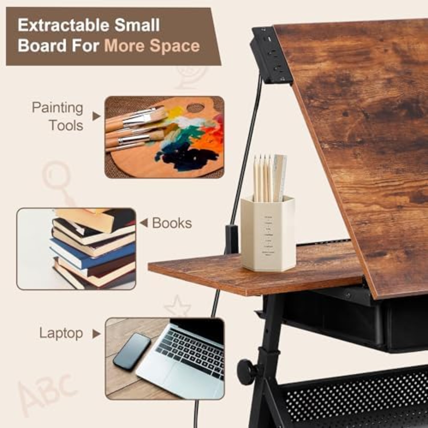 Adjustable Drafting Table with - огляд і ціна Art Craft Usa
