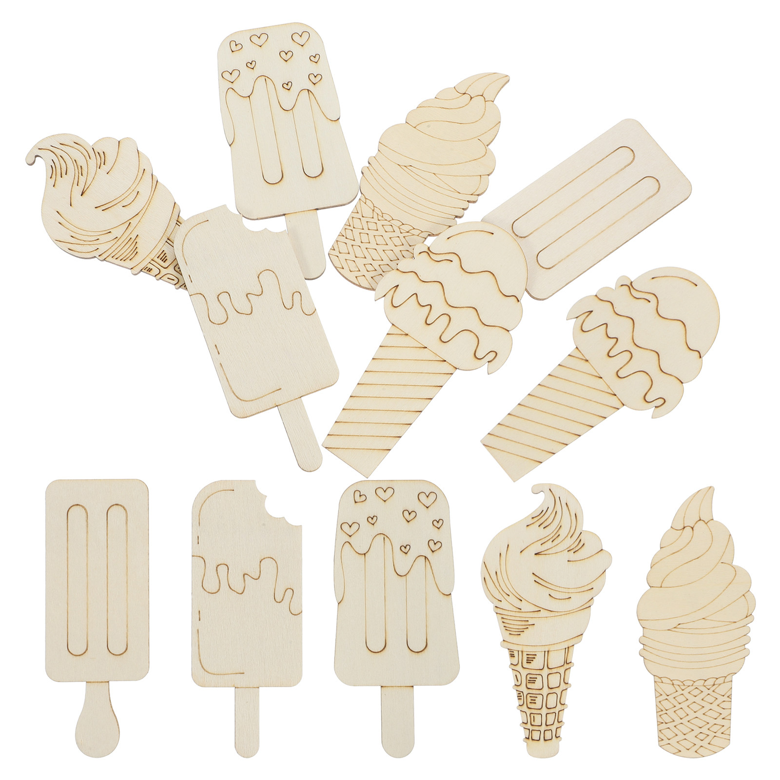 30Pcs Blank Wooden Ice Cream C - огляд і ціна Art Craft Ice Cream
