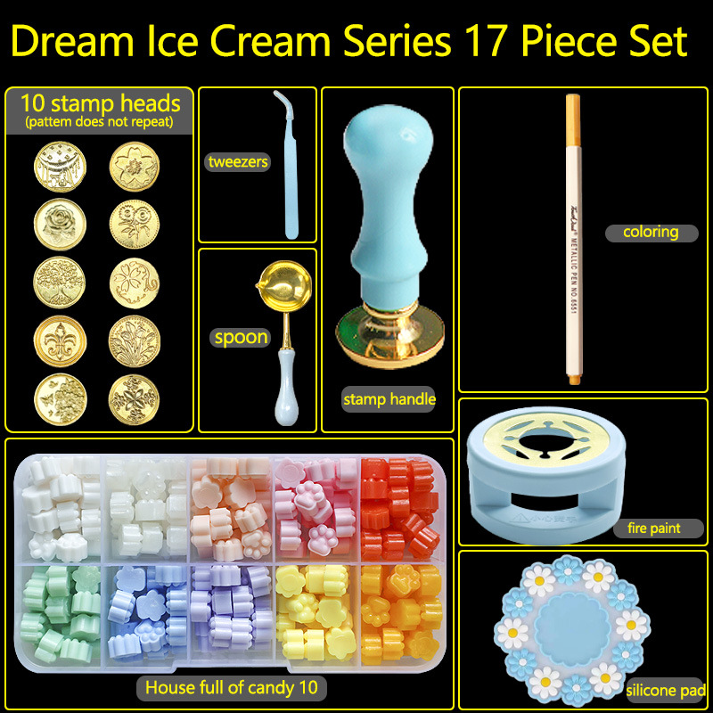 17PC/1Set Wax Seal Stamp Kit L - огляд і ціна Batik Wax Kit