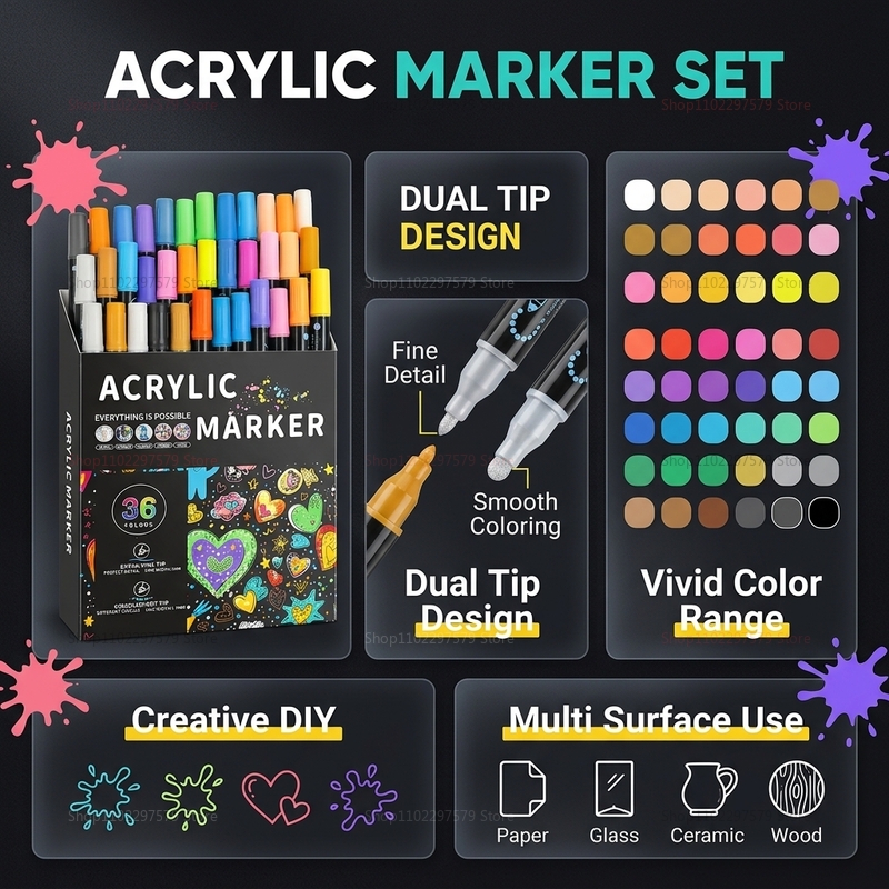 Double-headed acrylic paint ma - огляд і ціна Art Craft Stationery